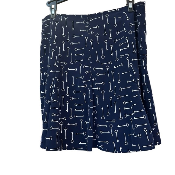 Banana Republic Factory Skirt A-Line Mini Navy Blue Nautical Key Print Size 6 - Picture 2 of 6